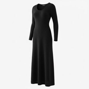 ASOS Black Terry Knit Long Sleeve Maxi Dress